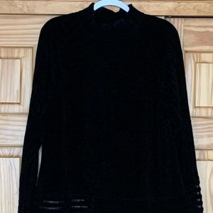 Knit turtleneck with leather trim